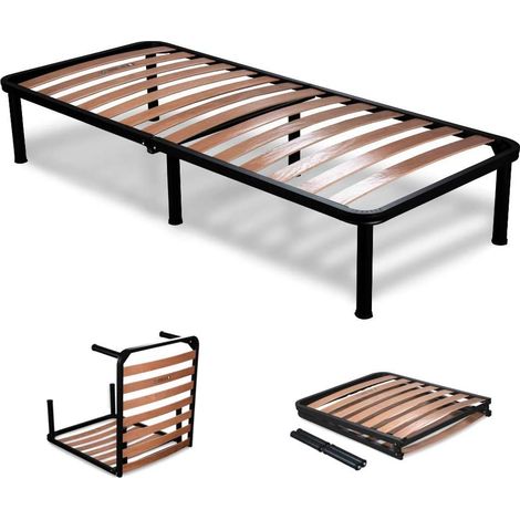 EVERGREENWEB - Rete Letto Singola smontabile 80x190 Alta 35 cm a Doghe in Legno Ortopedica Rinforzata con 6 Piedi Struttura portante in Ferro Base da Incasso Ideale per Tutti Letti e Materassi (1/4)