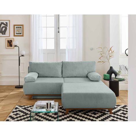 Cristal - 3-sitzer sofa - schlaffunktion und bettkasten und großer sitzsack - cord - blau