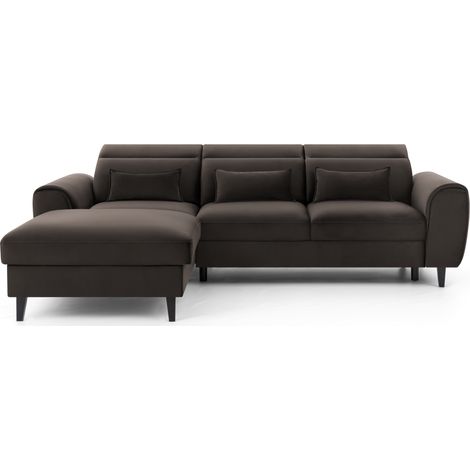 Canapé d'angle convertible chocolat angle gauche 4 places FABLE (1/5)