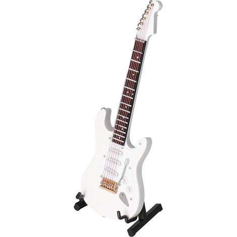 Guitare Basse Électrique Miniature pour Décoration Maison de Poupée, Support Inclus (1/5)