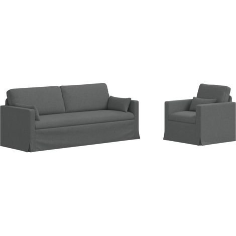 Ensemble de Canapés 2 pcs  Salon de jardin Gris foncé 198 x 78 x 80 cm tissu
