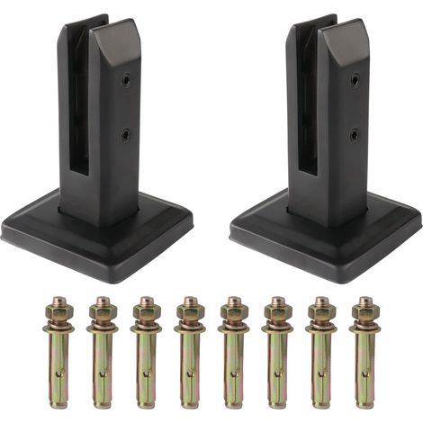 Lot de 2 pinces à verre robustes en acier inoxydable 201, noires, pour clôture de piscine, balustrade, poteaux pour balcons, jardins, cages d'escalier, mains courantes de terrasse (1/5)