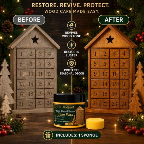 KineShineX Pflegewachs für hölzerne Weihnachtsdekorationen, nährende und schützende Holzcreme 40 ml, Pflege für Adventskalender (1/4)