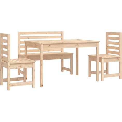 Juego de comedor muebles de jardín muebles de exterior 4 piezas madera maciza de pino 020014276