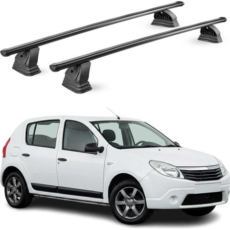OMAC Stahl Dachträger Querträger Dacia Sandero I 2008-2012 – TÜV / DIN 75302:2019 – Abschließbar – Max. 75 kg – 2 Stangen – Schwarz (1/5)