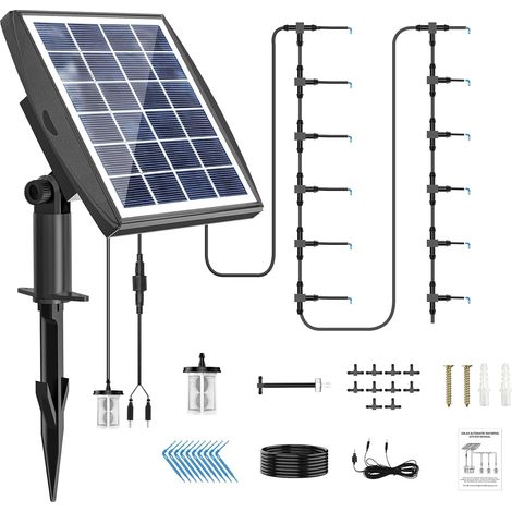 Solaire Arrosage Automatique Pour Jardin, Kits d'arrosage Automatiques Goutte à Goutte, 10m Tuyau, Supporte 10 15 Pots, 6 Modes de Chronométrage, Avec Dispositif Anti-siphon - (1/5)