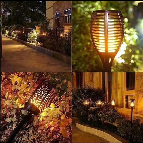 Flammende LED-Fackeln an Spießen mit Solarzellen. Kompatibel mit dem Schutzraum (78 cm). (1/5)