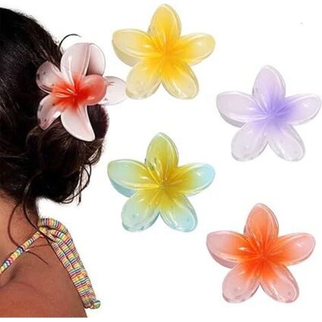 Pince À Cheveux - Fleurs 4 cm x 8 cm - Plastique Antidérapant - Pour Femme Et Fille - Lot De 4 (1/4)