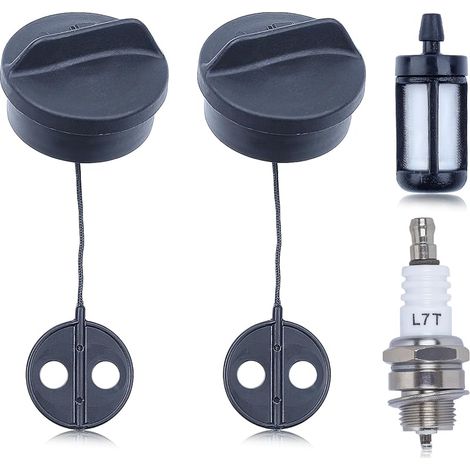 2 Pièces Bouchon de Réservoir pour Stihl FS38 FS45 FS55 FS56 FS80 FS81 FS85 FS88 FS120 Débroussailleuses, Bouchon Essence avec Filtre à Essence et Bougie d'Allumage de Rechange (1/5)