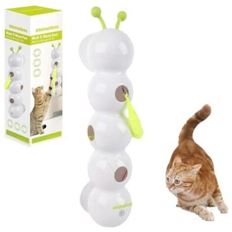 Pair Jouet interactif pour chat Wusel Worm - Jouet interactif intelligent à mouvements pour chats, mode économie d'énergie intelligent, tour Wusel Worm, rechargeable par USB-C, ventouse ex (1/5)