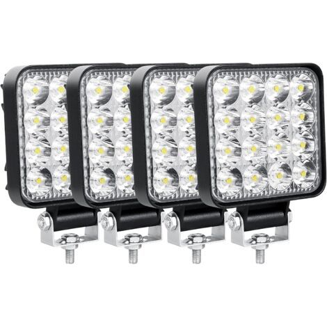 Set di 4 fari da lavoro a LED, 48W, 8,5 cm (3,4 pollici), 12V/24V, impermeabili IP67, per auto, camion, trattori, SUV, barche, quad e veicoli 4x4.
