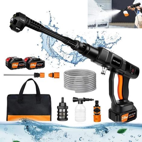 Limpiador a presión inalámbrico, con kit de accesorios, 2xBaterías, con boquilla rotativa, ideal para coches, barcos, jardín.