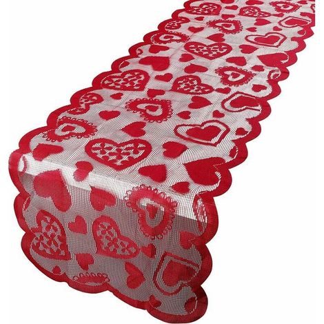 Chemin de Table Saint Valentin Co Rouge Chemin de Table 33x183cm Nappe Décoration de Mariage (1/5)