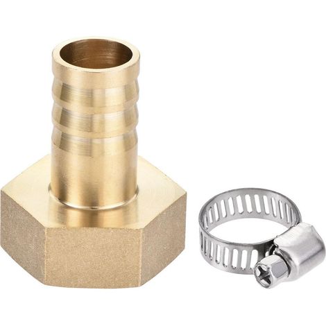 Messing Schlauchanschluss G1 Innengewinde x 19mm Schlauch mit Schlauchklemme