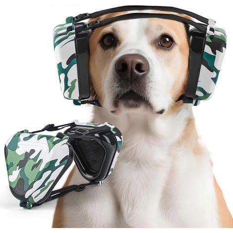 Cache-oreilles antibruit chiens ajustables, protection contre feux d'artifice/tonnerre, taille M-L 18-45kg, motif camouflage (1/5)