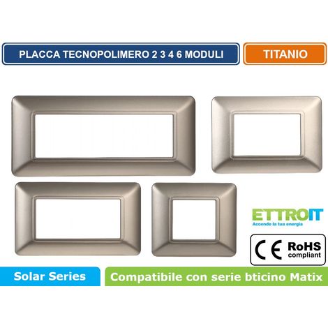 ETTROIT PLACCA PLASTICA 2P TITANIO compatibile matix bticino MT83208