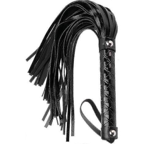 Cravache souple en cuir noir, antidérapante et pratique, compatible avec les fouets d'équitation et les costumes de cosplay.