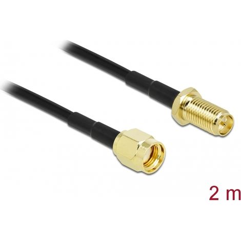 Delock Cable de antena de macho RP-SMA a hembra RP-SMA LMR/CFD100 2 m low loss