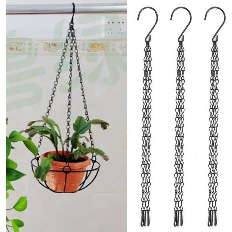 GOTOTOP Chaîne de suspension 3 PCS Jardin Planteur Pot De Fleur Panier De Remplacement En Fer Suspendu Chaîne + Crochets Ensemble (1/4)