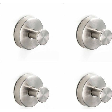 Lot de 4 crochets à ventouse en acier inoxydable étanche et résistant pour serviette, crochet à ventouse étanche, crochet amovible et réutilisable pour salle de bain, cuisine, porte en