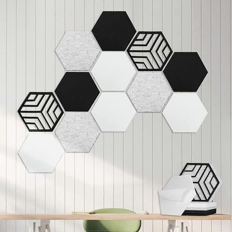 Lot de 12 panneaux adhésifs insonorisants hexagonaux, adaptés aux studios d'enregistrement, aux maisons et aux bureaux. (1/5)