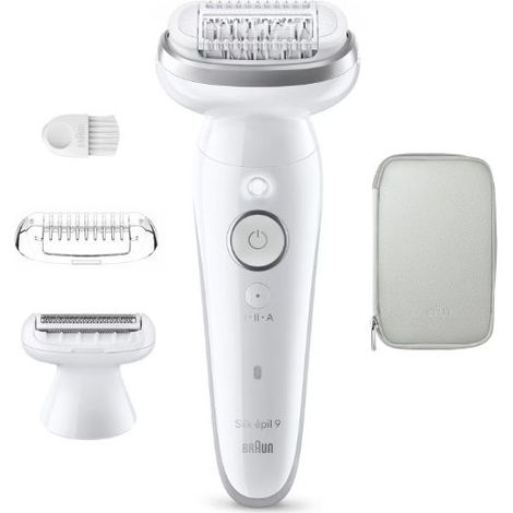 Braun 8700216963657 Silk·épil 9 Epilatore Wet and Dry 40 pinzette MicroGrip ricaricabile 50 min Bianco