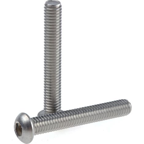 Vis à six pans creux, M6 x 40mm, tête Vis bombée à tête creuse hexagonale, en Acier Inoxydable ( Prix pour Sachet de 50 )