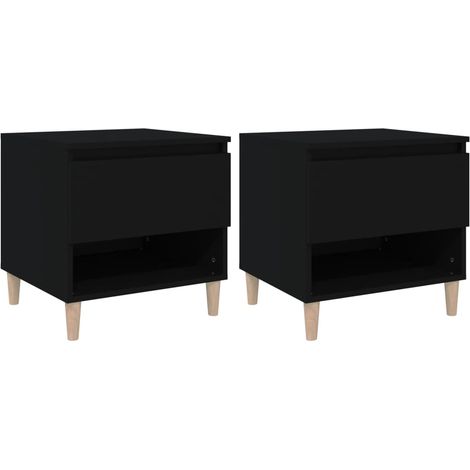 Juego de 2 mesitas de noche con cajón y compartimento abierto 50 x 46 x 50 cm madera de ingeniería negra DEC035608