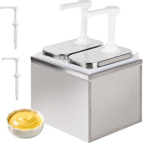 Distributeur de sauce avec pompe amovible de 4 l avec base pour ketchup, vinaigrette, sauce soja, vinaigre, mayonnaise pour cuisine et restaurant (2 pompes) (1/5)