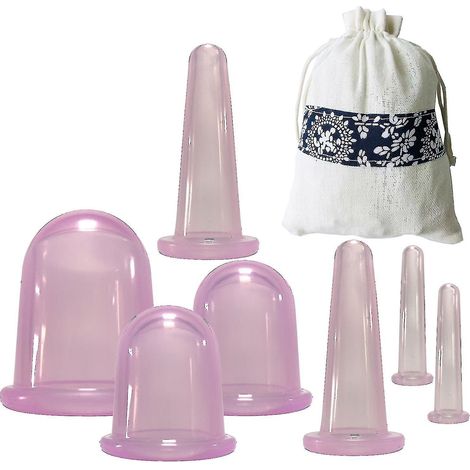 Set mit 7 lila Silikon-Saugnäpfen für Anti-Cellulite-Massage sowie zur Linderung von Gesichts- und Körperschmerzen (1/3)