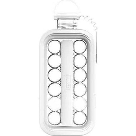 Bouilloire à glaçons sphériques 2 en 1, moule à glaçons sphériques portable, bouteille d'eau avec couvercle, blanc (1/5)