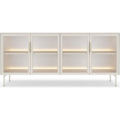 PALOMA - Buffet 4 portes 181 cm effet chêne Dunin - Beige