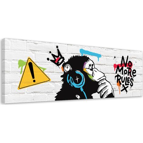 Tableau sur toile Banksy DJ Monkey 90x30 (1/5)