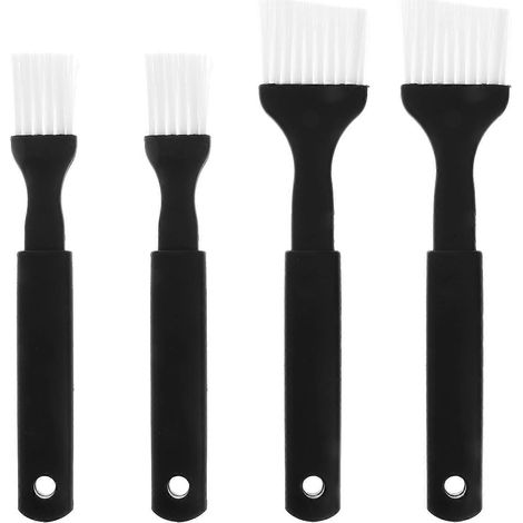 Lot de 4 pinceaux à pâtisserie en nylon avec manche en plastique pour badigeonner, cuire et préparer des plats (2 grands pinceaux, 2 petits pinceaux)-Black (1/4)