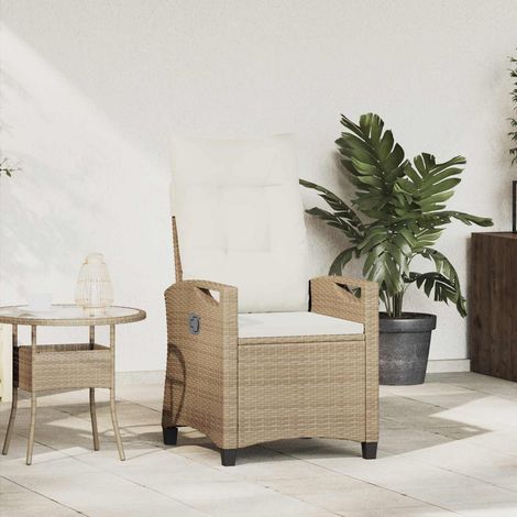 vidaXL Reclining Garden Chair Beige and Cream 56 x 60 x 112 cm