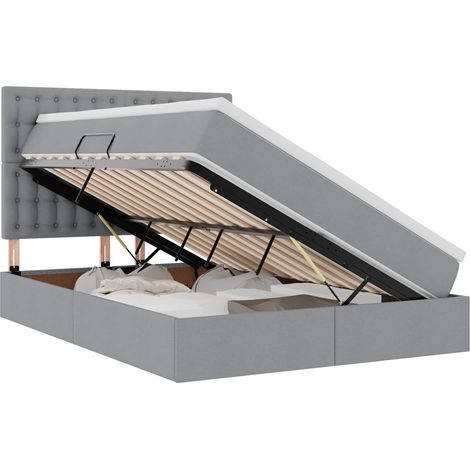 Maison Exclusive - LED-Speicherbett mit Matratze Hellgrau 140 x 1