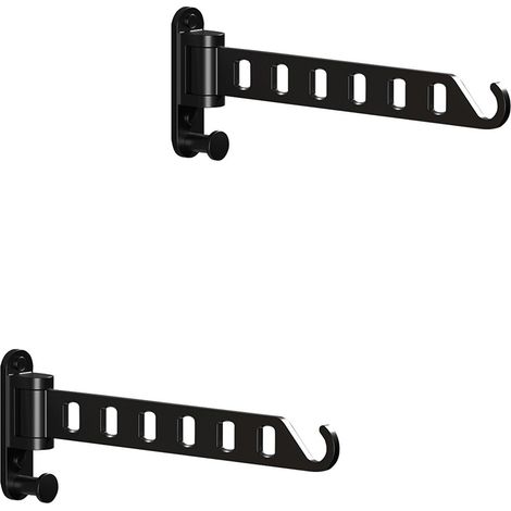 Porte-Serviettes Pliable - Porte-Linge Télescopique en Aluminium - 29 x 11 cm - Noir Mat - Rotation 180° - Salle De Bains et Linge - 2 Pièces (1/5)