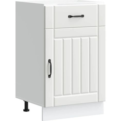 Mueble de cocina de estilo moderno con almacenamiento optimizado 50 x 46 x 81,5 cm madera de ingeniería blanca 020050072 (1/5)