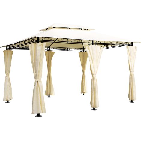 4x3m Gazebo Marquee Canopy 'Topas' Garden Party Outdoor Tent Event Shelter Beige (1/5)