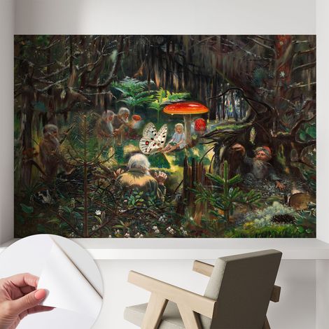 Selbstklebend Tapete - abwaschbar - Raumgestaltung Schlafzimmer Wohnzimmer Tapete Märchenwald 104x70 cm (1/5)