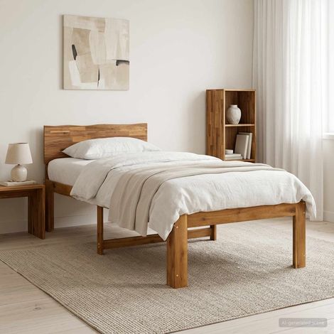 vidaXL Single Bed Frame with Headboard ROSTOCK Natural 90 x 200 cm (1/5)