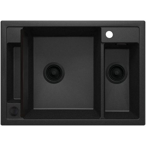 Lavello cucina in granito con 2 vasche 69x50 cm grafite metallizzata - Vora
