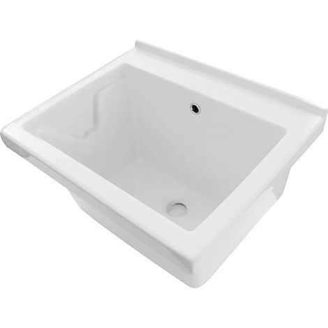 Vasca lavatoio 60x50 cm in ceramica bianca da installare da incasso