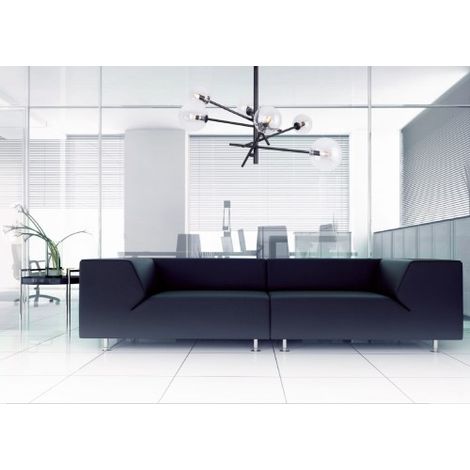 Suspension noire Lollipop 6 globes verre G9 Maxlight
