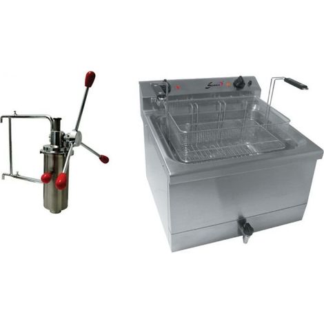 Friteuse à beignets électrique simple PRO 4 Litres + doseur à chichi, 9000 W, 400 V - TRI