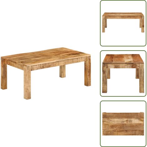 Couchtisch 100x55x40 cm Massivholz Mango - Holz Couchtisch - Mangoholz Couchtisch - Wohnzimmerschmuck - Couchtisch Vintage - Massives Holzmöbel (1/5)