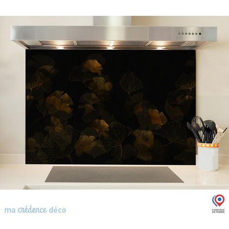 Fond de hotte : Gingkos dorés 2 - Verre trempé - 90 cm - 60 cm (1/5)
