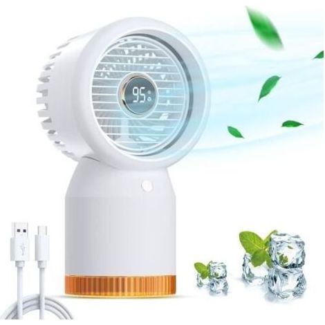 (Blanc)Climatiseur portatif de refroidisseur d'air, Ventilateur de bureau silencieux,4 Vitesses Réglables pour La Chambre, Bureau, Maison (1/4)