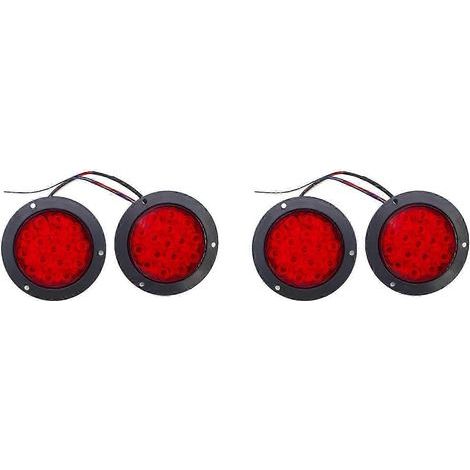 Compatible avec 4 feux arrière ronds 12V/24V à 16 LED, clignotants, feux de freinage, feux de recul, feux pour voitures, camions et remorques QAQ (1/5)