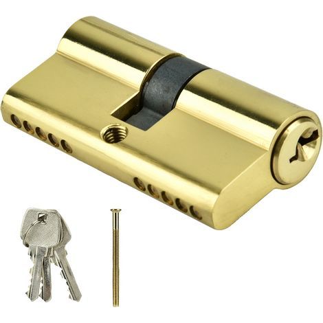 Cylindre de serrure Ortviai 60mm (30/30) Laiton Massif Anti-Effraction avec 3 Clés - Sécurité Renforcée Porte Intérieure (1/3)